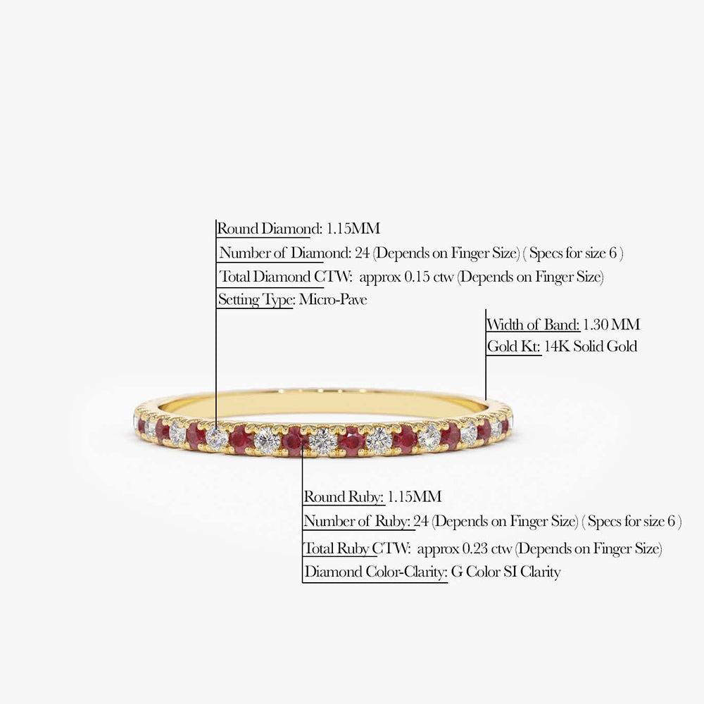 14K Ruby and Diamond Alternating Eternity Ring - GeumJewels