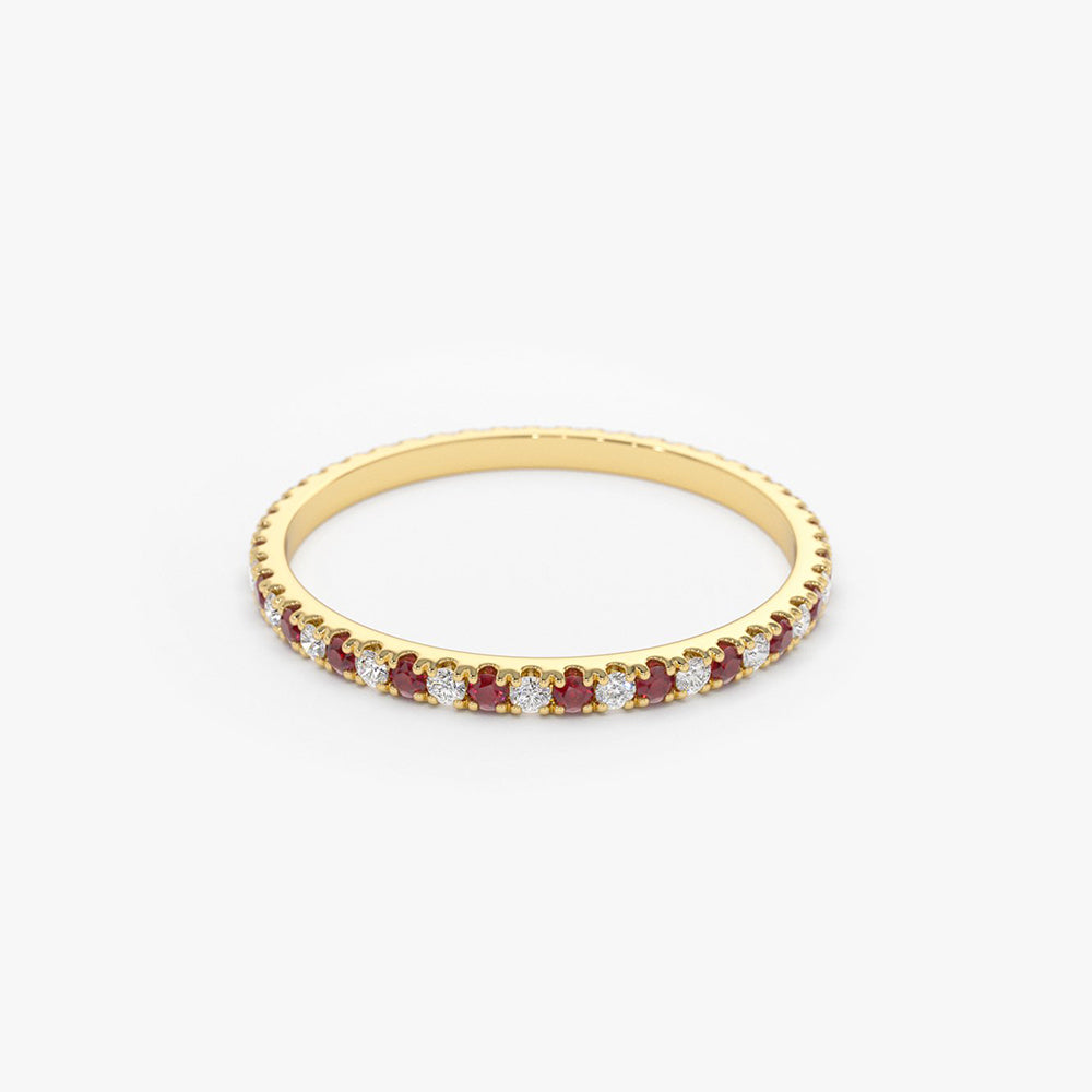 14K Ruby and Diamond Alternating Eternity Ring - GeumJewels