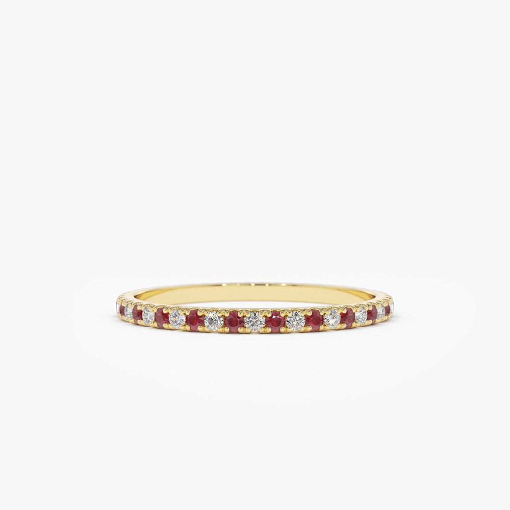 14K Ruby and Diamond Alternating Eternity Ring - GeumJewels