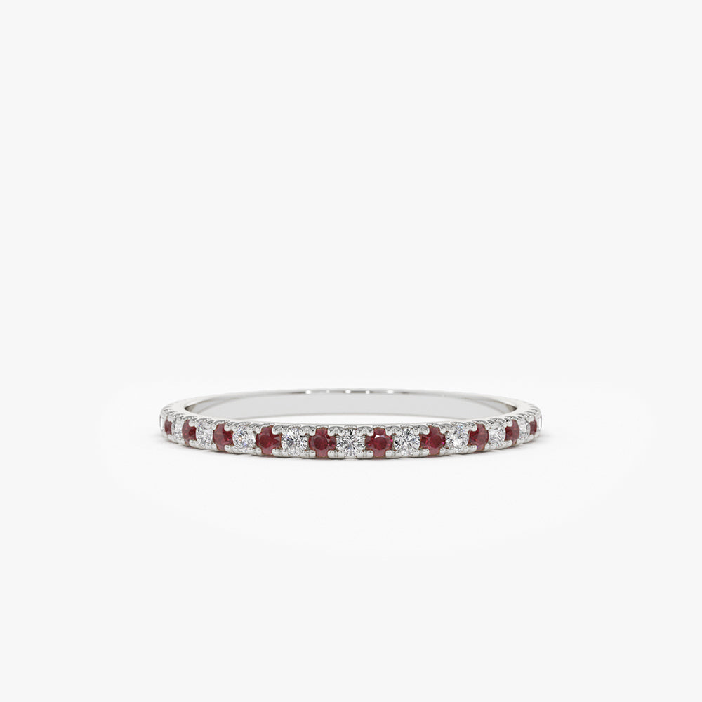 14K Ruby and Diamond Alternating Eternity Ring - GeumJewels