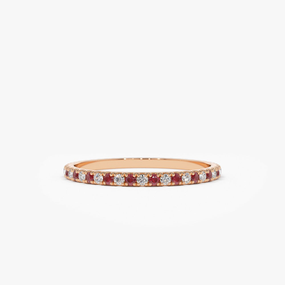 14K Ruby and Diamond Alternating Eternity Ring - GeumJewels