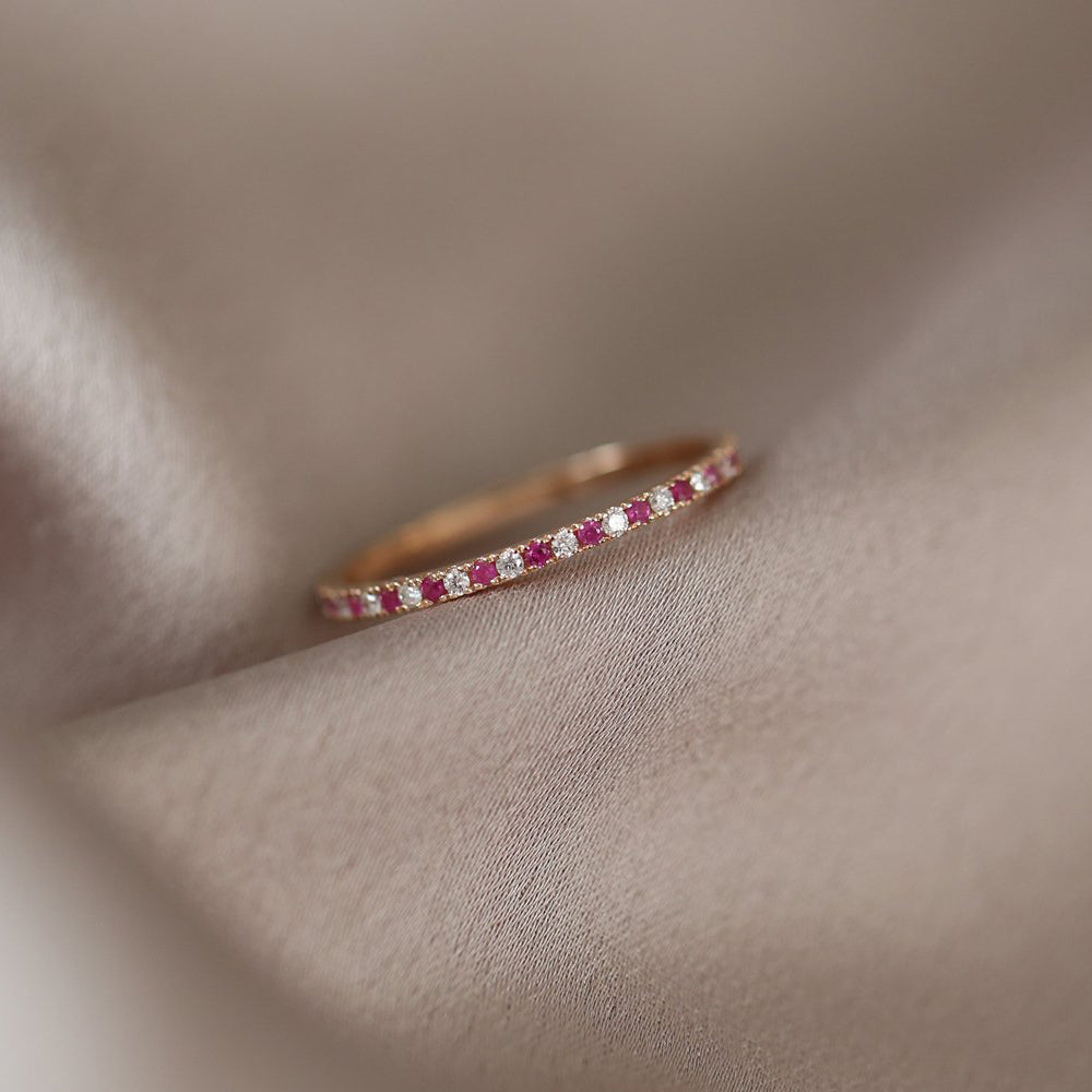 14K Ruby and Diamond Alternating Eternity Ring - GeumJewels