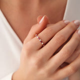 14k Ruby Baguette and Diamond Stackable Wedding Ring - GeumJewels