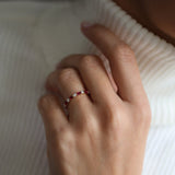 14k Ruby Baguette and Diamond Stackable Wedding Ring - GeumJewels