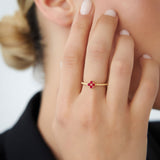 14k Ruby Clover Ring - GeumJewels
