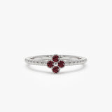 14k Ruby Clover Ring - GeumJewels