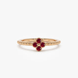 14k Ruby Clover Ring - GeumJewels