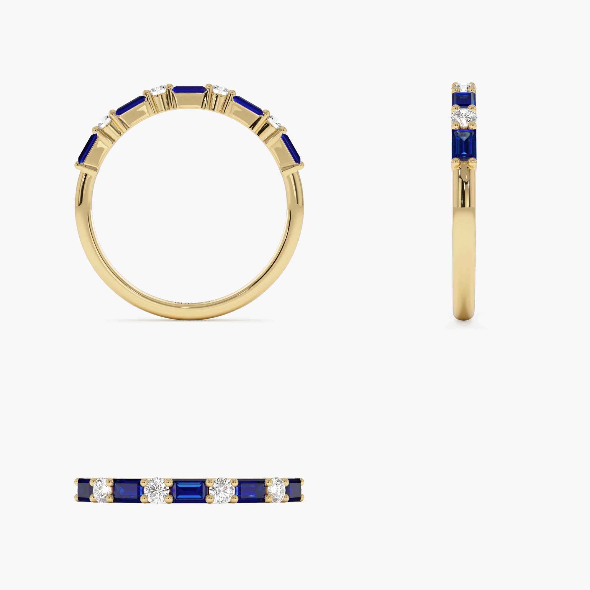 14k Sapphire and Diamond Prong Setting Ring - GeumJewels