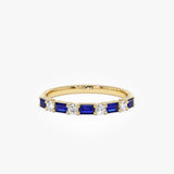 14k Sapphire and Diamond Prong Setting Ring - GeumJewels