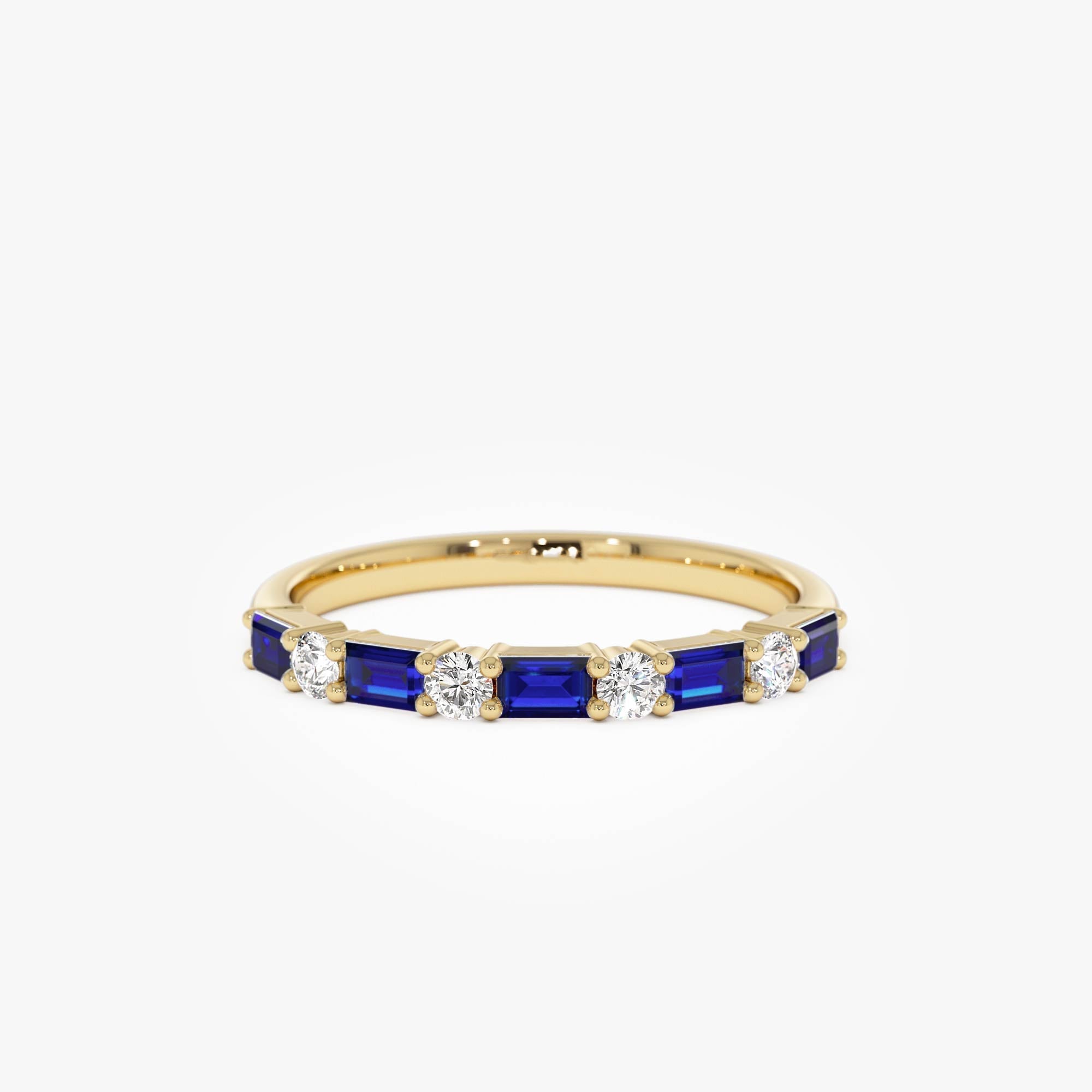 14k Sapphire and Diamond Prong Setting Ring - GeumJewels
