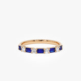 14k Sapphire and Diamond Prong Setting Ring - GeumJewels