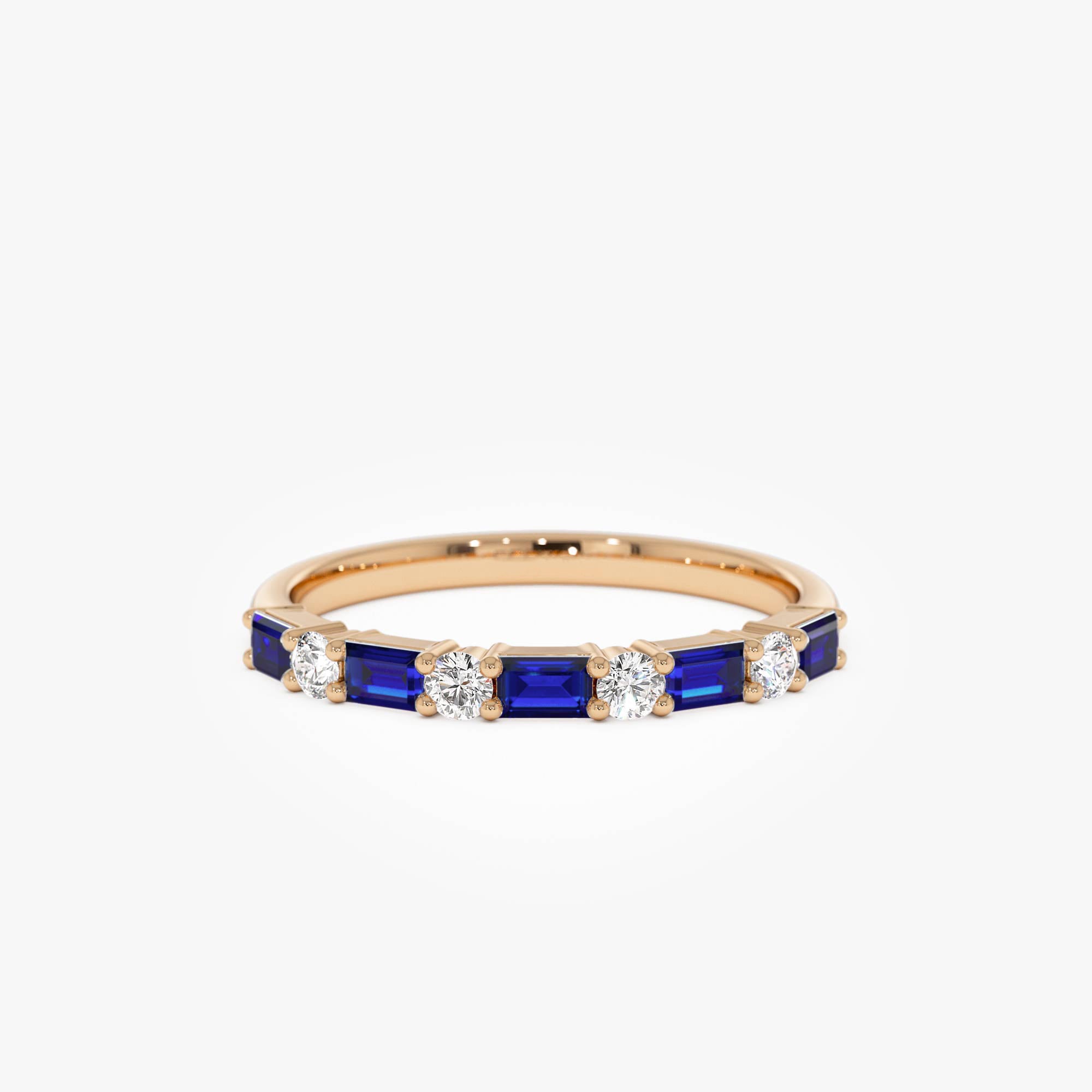 14k Sapphire and Diamond Prong Setting Ring - GeumJewels