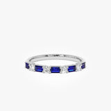 14k Sapphire and Diamond Prong Setting Ring - GeumJewels