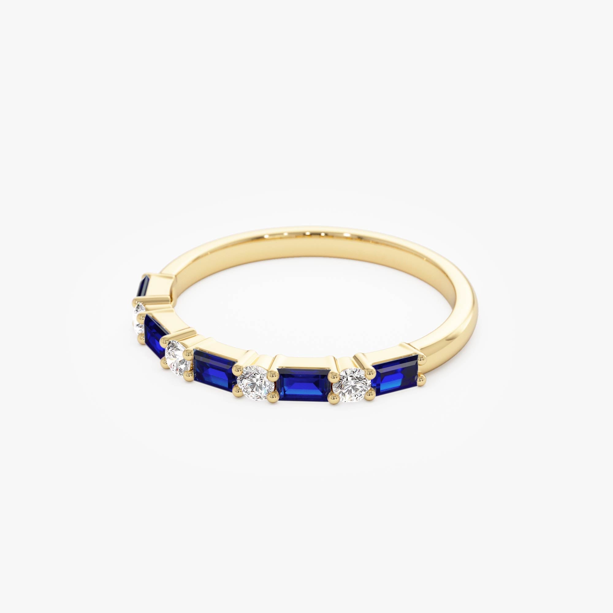 14k Sapphire and Diamond Prong Setting Ring - GeumJewels