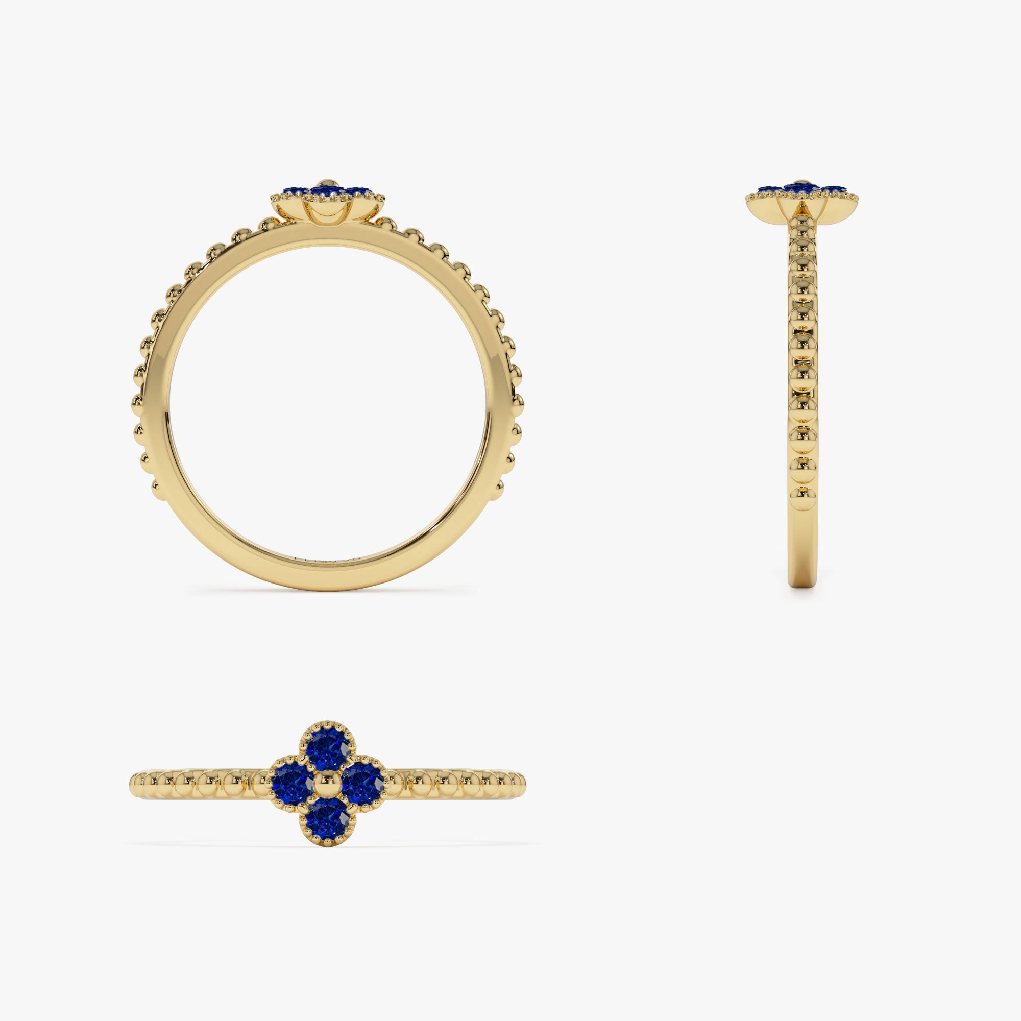 14k Sapphire Clover Ring - GeumJewels