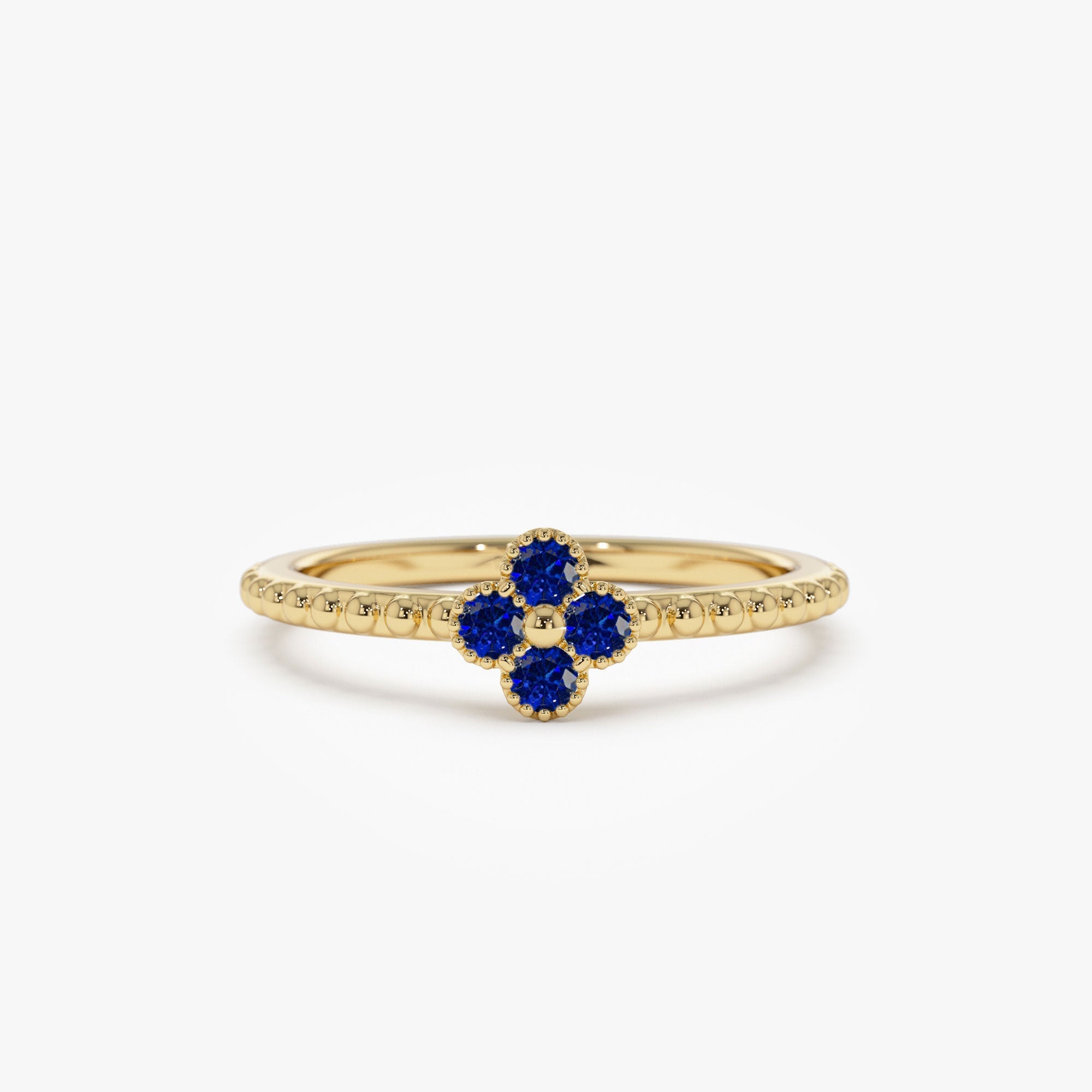 14k Sapphire Clover Ring - GeumJewels