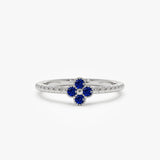 14k Sapphire Clover Ring - GeumJewels
