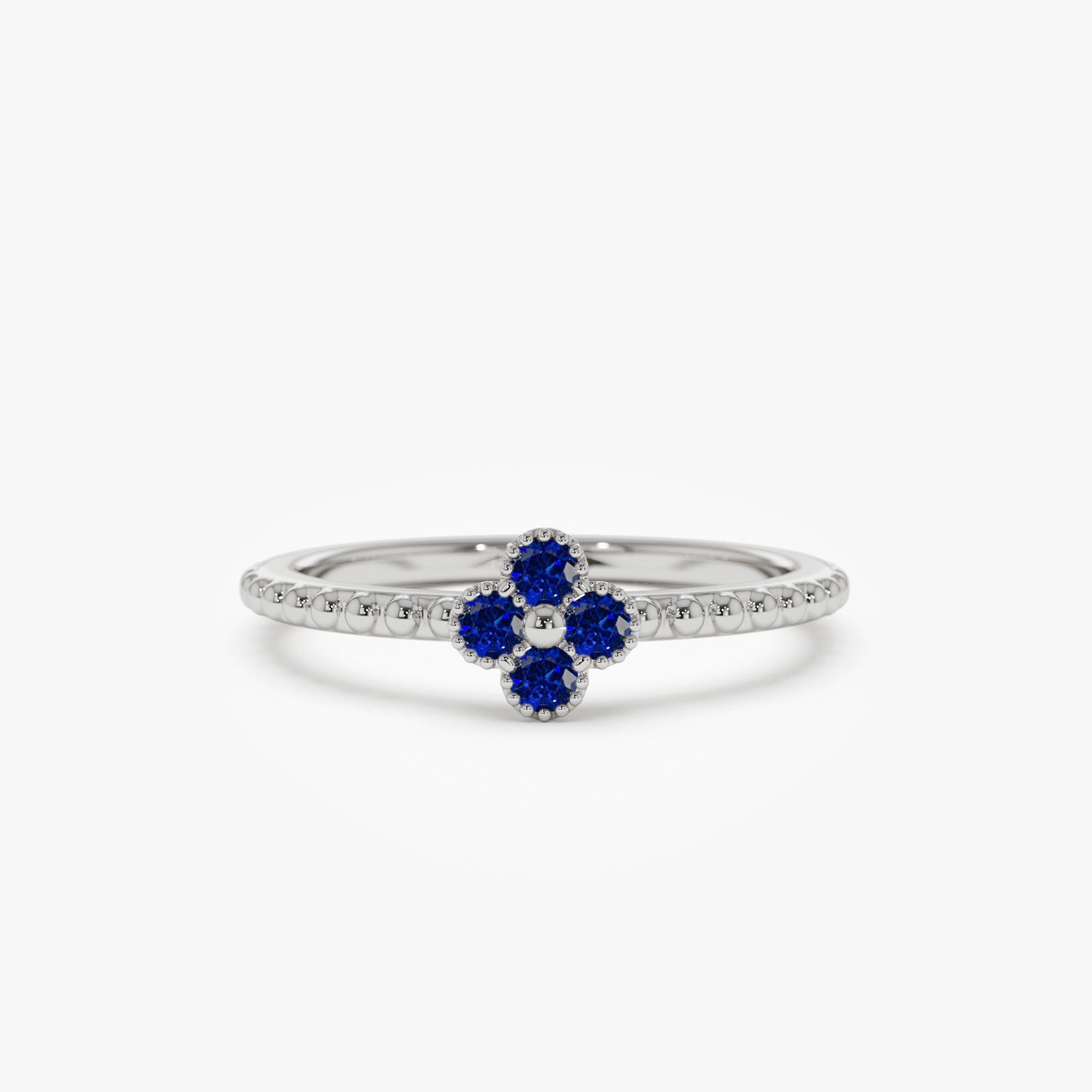 14k Sapphire Clover Ring - GeumJewels
