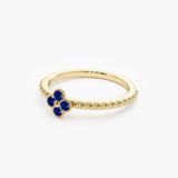 14k Sapphire Clover Ring - GeumJewels
