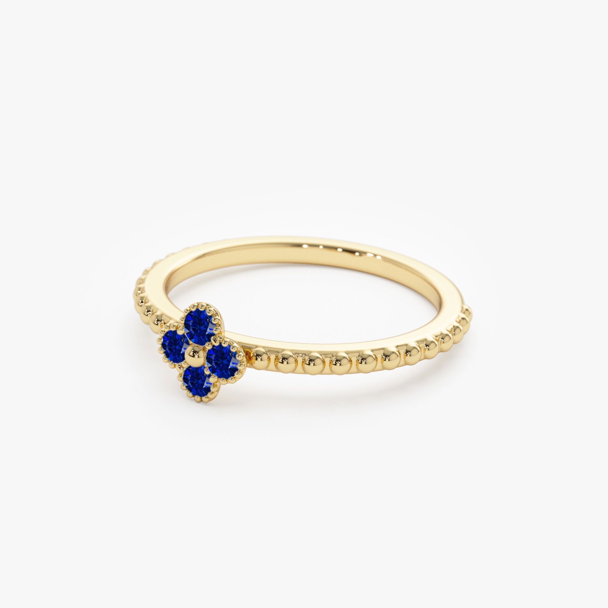 14k Sapphire Clover Ring - GeumJewels