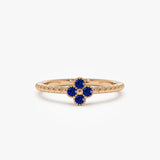 14k Sapphire Clover Ring - GeumJewels