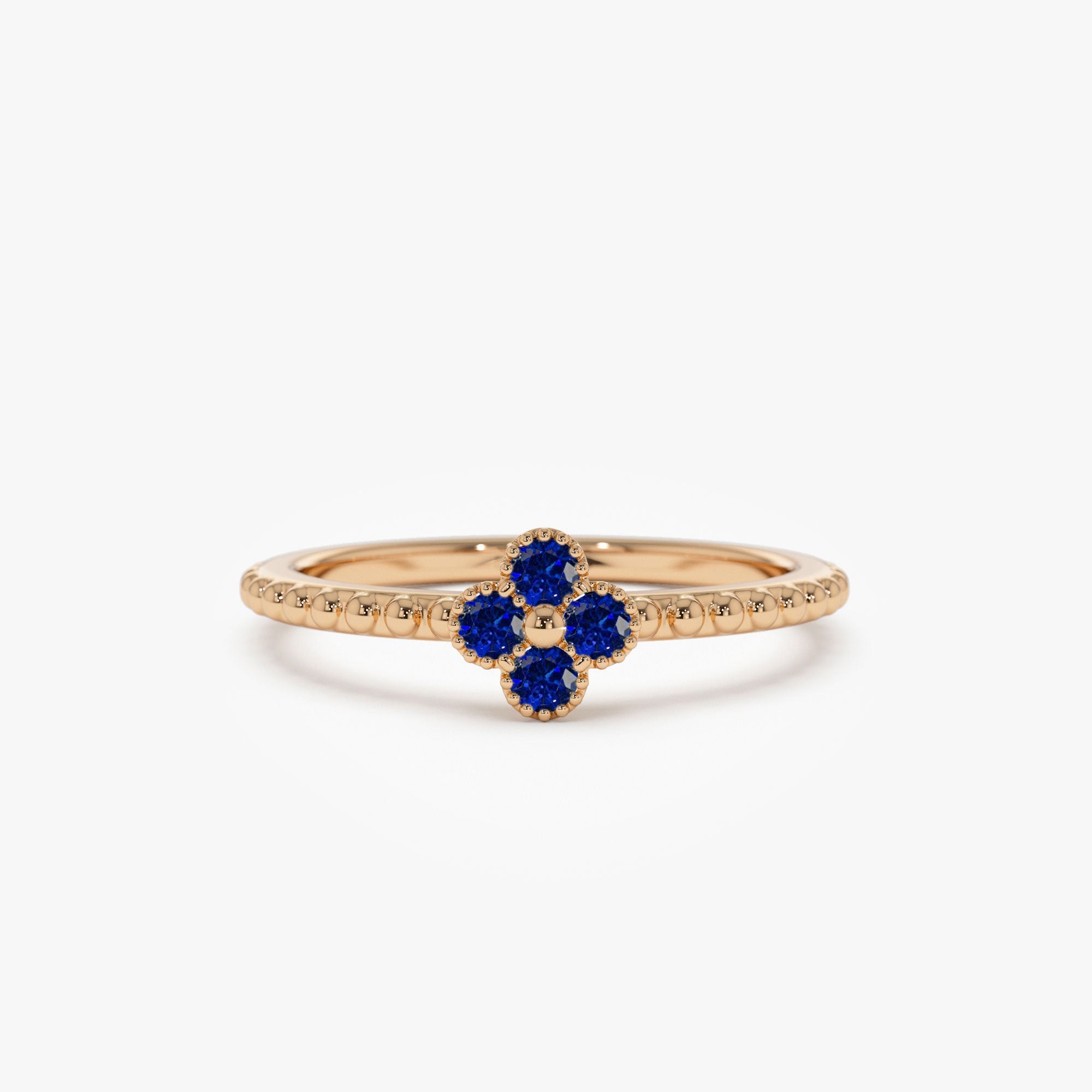 14k Sapphire Clover Ring - GeumJewels