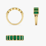 14K Seven Stone Bezel Setting Emerald RIng - GeumJewels