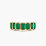 14K Seven Stone Bezel Setting Emerald RIng - GeumJewels