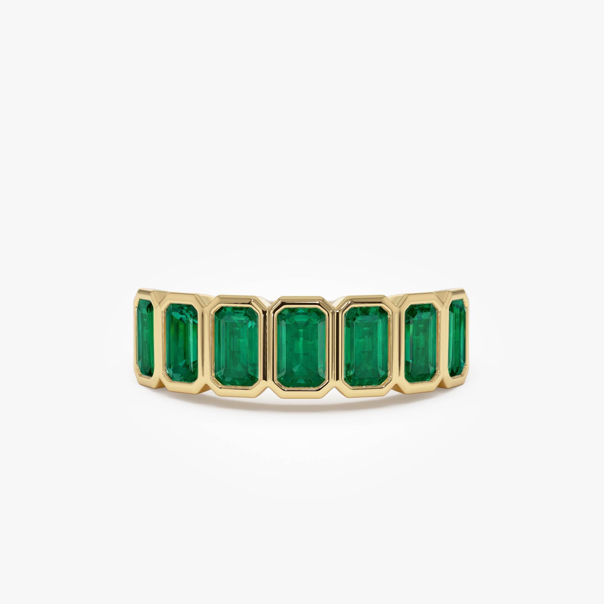 14K Seven Stone Bezel Setting Emerald RIng - GeumJewels