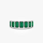14K Seven Stone Bezel Setting Emerald RIng - GeumJewels