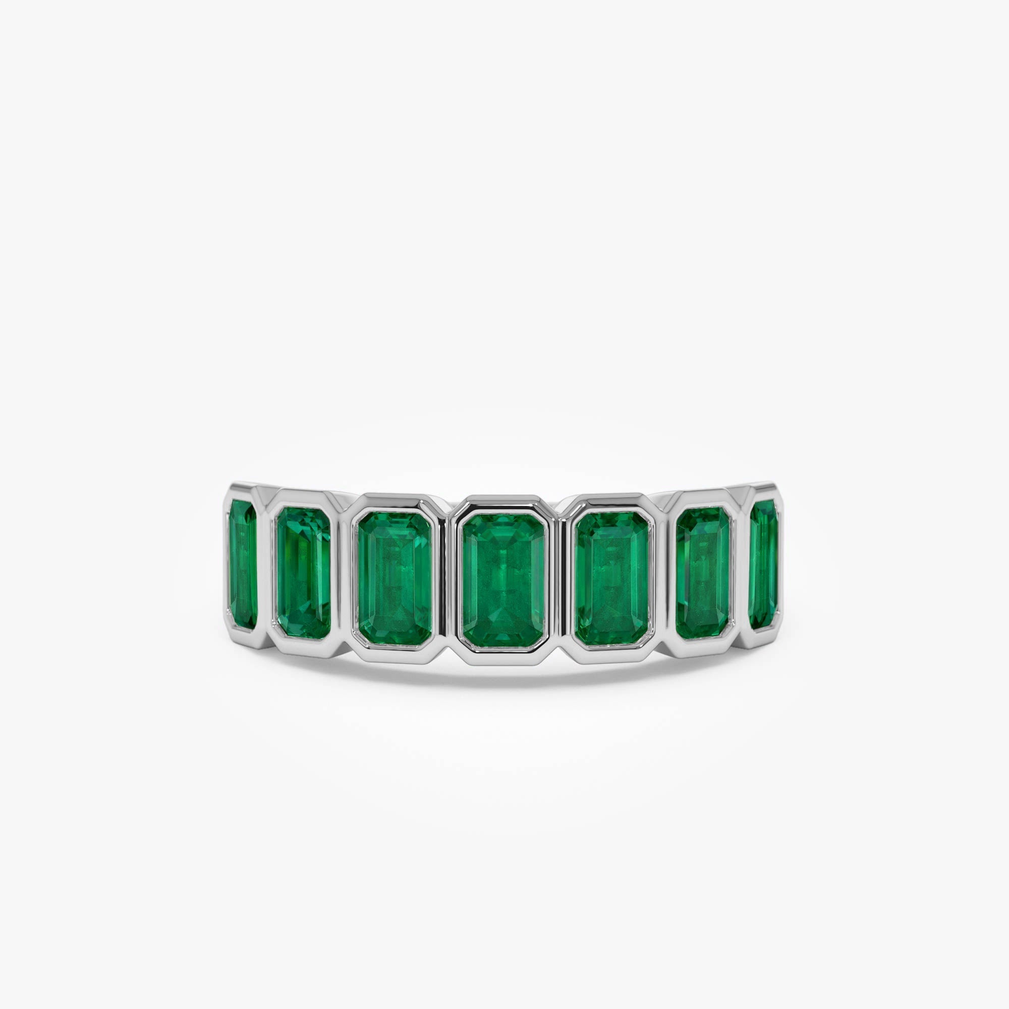 14K Seven Stone Bezel Setting Emerald RIng - GeumJewels