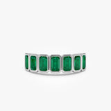 14K Seven Stone Bezel Setting Emerald RIng - GeumJewels