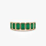 14K Seven Stone Bezel Setting Emerald RIng - GeumJewels