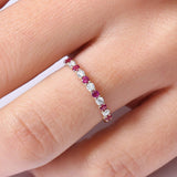 14k Shared Prong Ruby & Diamond Wedding Ring - GeumJewels