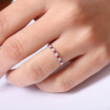 14k Shared Prong Ruby & Diamond Wedding Ring - GeumJewels
