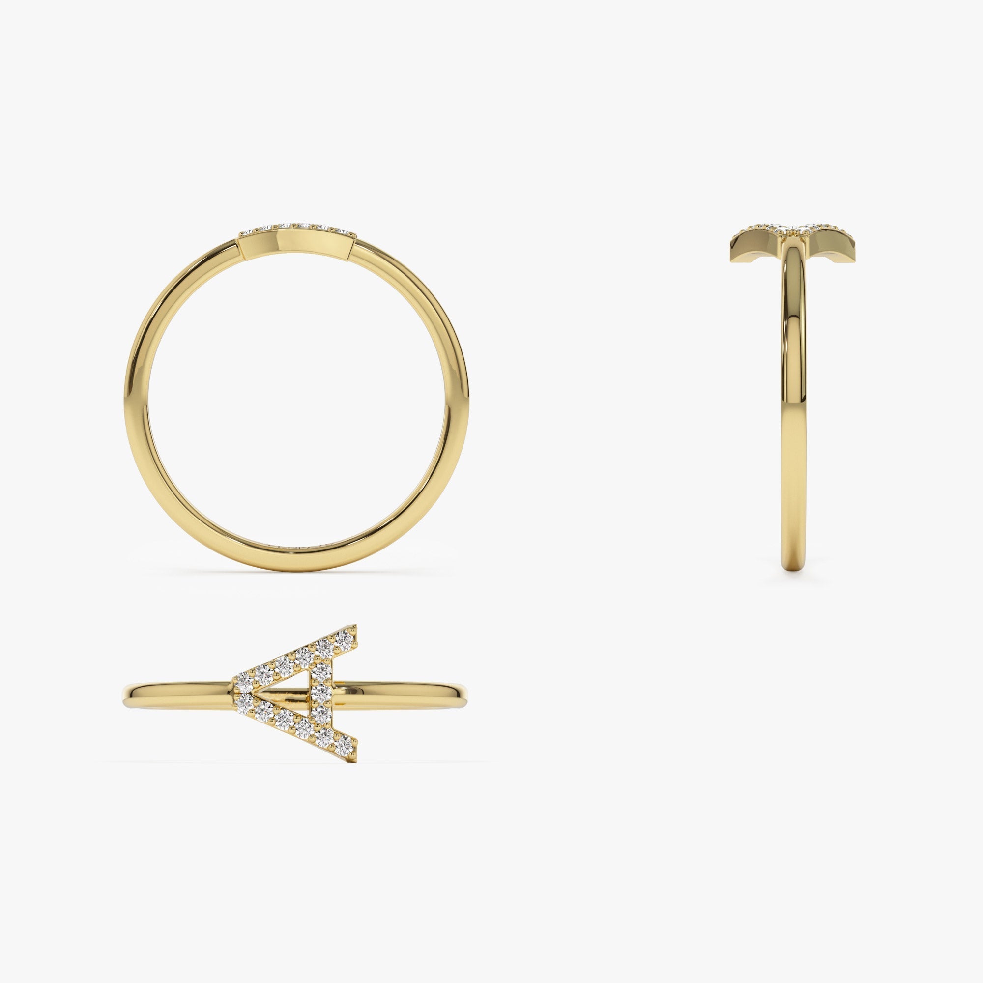 14k Sideways Diamond Letter Personalized Ring - Geum Jewels