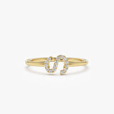 14k Sideways Diamond Letter Personalized Ring - Geum Jewels