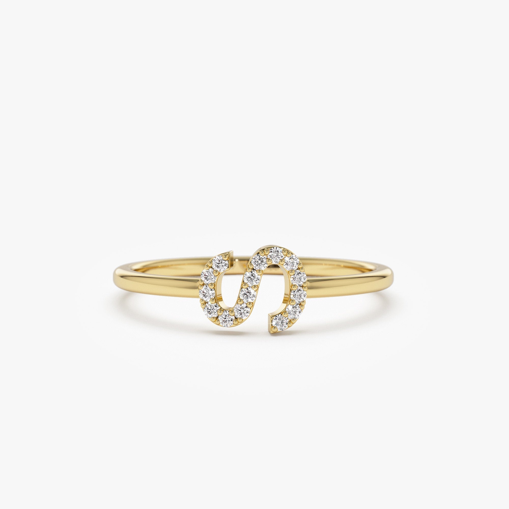 14k Sideways Diamond Letter Personalized Ring - Geum Jewels