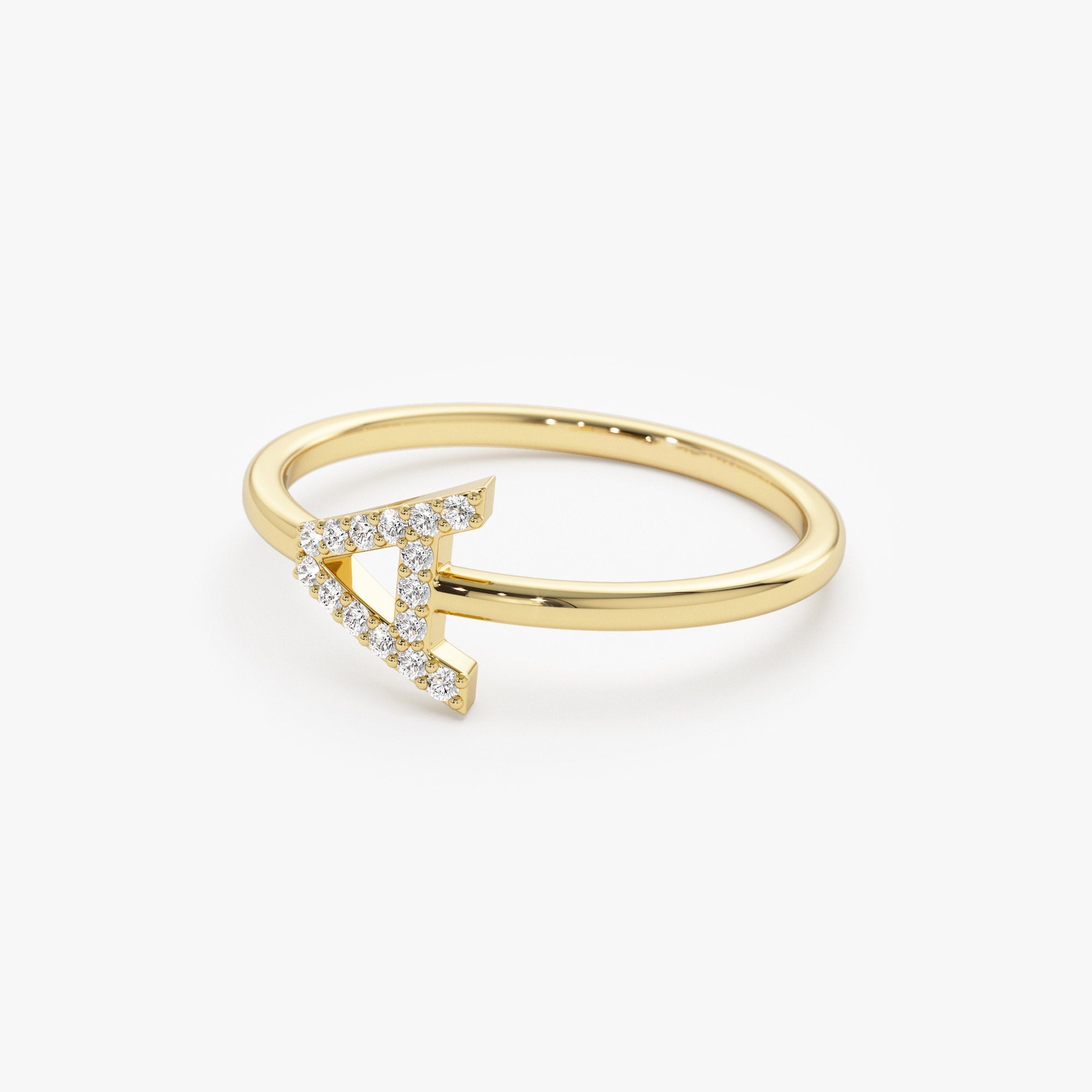 14k Sideways Diamond Letter Personalized Ring - Geum Jewels