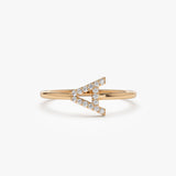14k Sideways Diamond Letter Personalized Ring - Geum Jewels