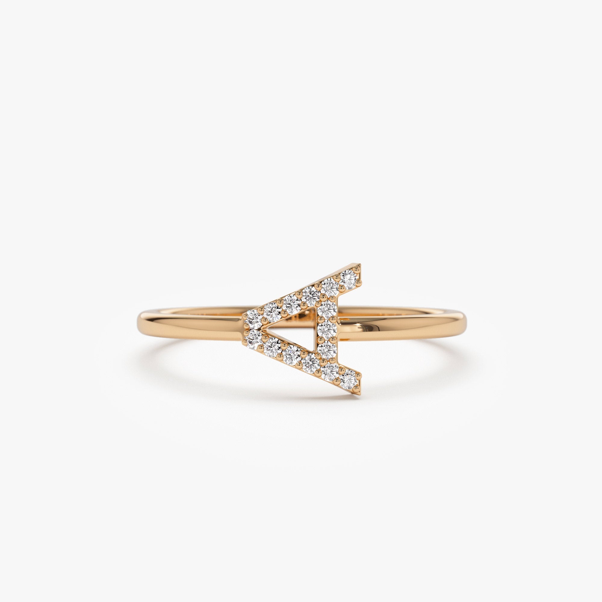 14k Sideways Diamond Letter Personalized Ring - Geum Jewels