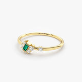 14k Slanted Baguette Emerald Ring - GeumJewels