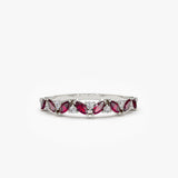 14k Slanted Ruby and Round Diamond Ring - GeumJewels