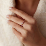 14k Slanted Ruby and Round Diamond Ring - GeumJewels
