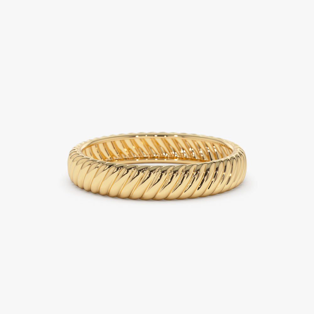 14k Solid Dome Croissant Ring - GeumJewels
