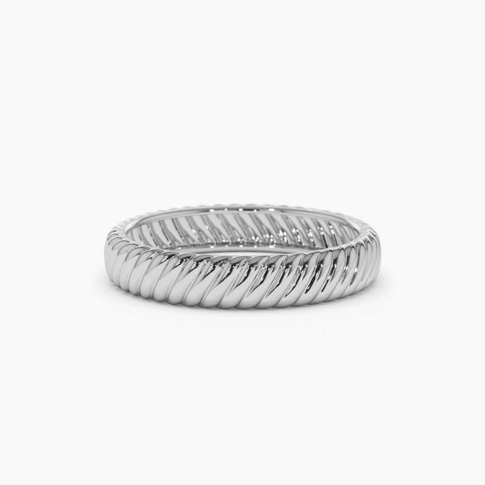 14k Solid Dome Croissant Ring - GeumJewels