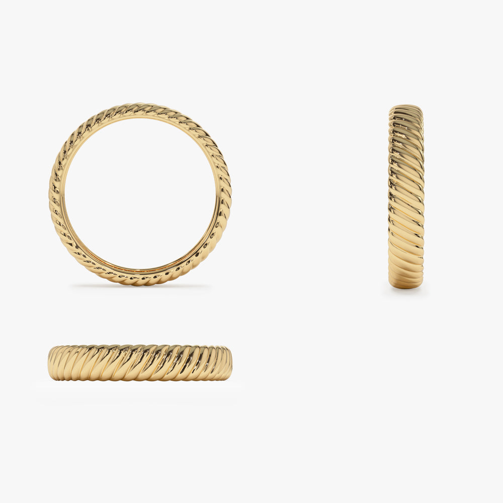 14k Solid Dome Croissant Ring - GeumJewels