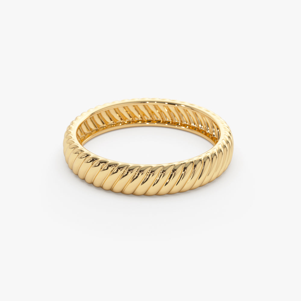 14k Solid Dome Croissant Ring - GeumJewels