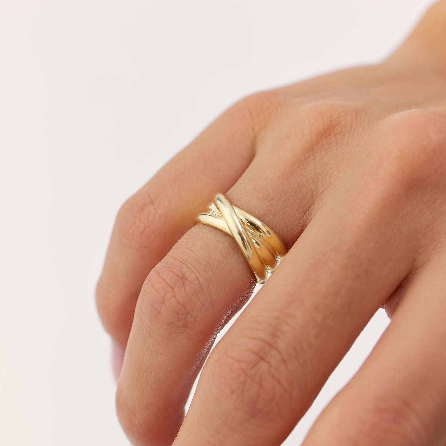 14k Solid Gold Multi-strand Crossover Ring - GeumJewels