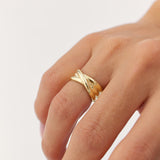 14k Solid Gold Multi-strand Crossover Ring - GeumJewels